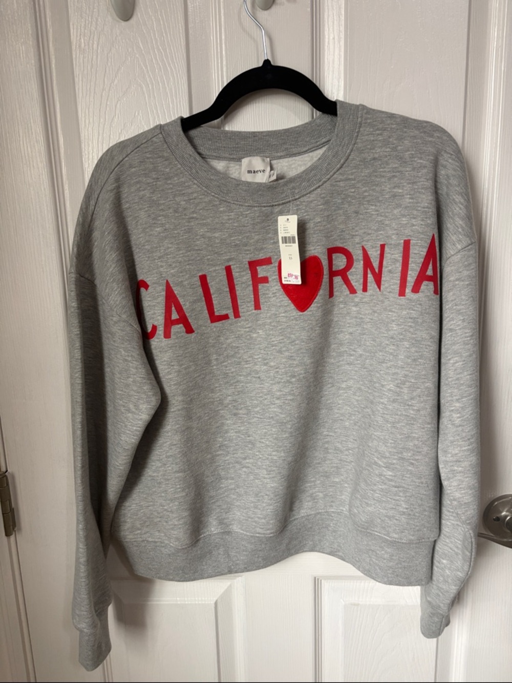Maeve Gray Sweatshirt with Red California Heart Graphic